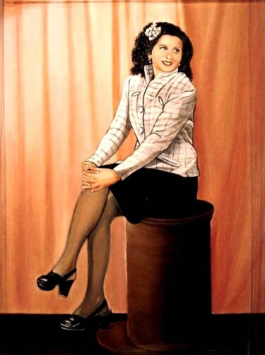 Painting titled "Retrato señora anti…" by Carmen G. Junyent, Original Artwork, Acrylic