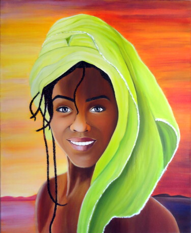 Painting titled "MIRADA DE NIGERIA" by Carmen G. Junyent, Original Artwork, Acrylic