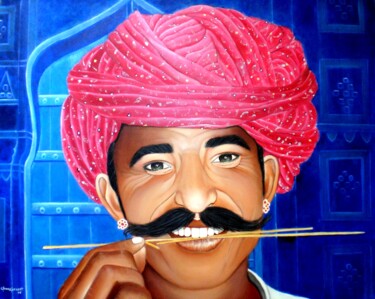 MIRADA DE JODHPUR - (acrílico - 92 cm x 73 cm) Pintura titulada "MIRADA DE JODHPUR -…" por Carmen G. Junyent, Obra de arte original, Acrílico