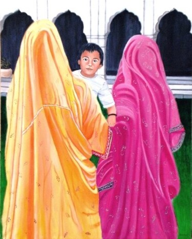 Peinture intitulée "MIRADA DE LA INDIA" par Carmen G. Junyent, Œuvre d'art originale