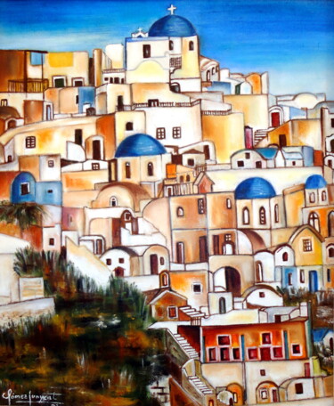 Painting titled "Isla de Santorini (…" by Carmen G. Junyent, Original Artwork, Acrylic