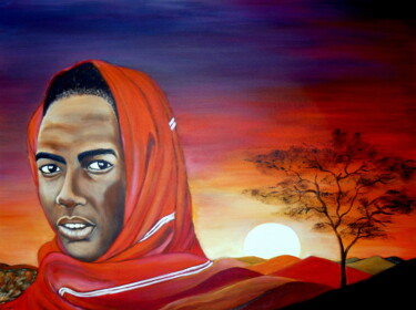 Pintura titulada "Mirada de Africa" por Carmen G. Junyent, Obra de arte original, Acrílico