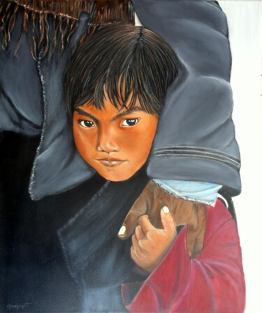 Peinture intitulée "Mirada del Tibet" par Carmen G. Junyent, Œuvre d'art originale, Acrylique