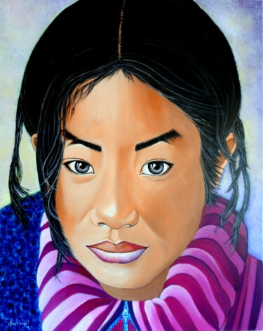 Pintura titulada "MIRADA DEL TIBET-3" por Carmen G. Junyent, Obra de arte original, Acrílico