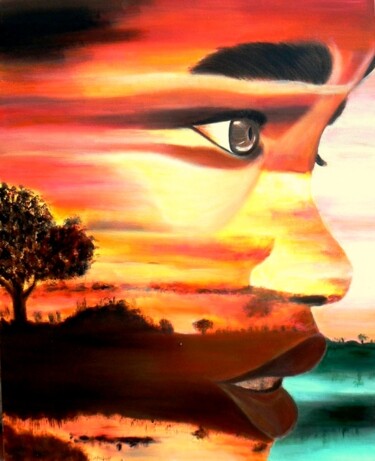 Pintura titulada "PERFIL DE AFRICA" por Carmen G. Junyent, Obra de arte original, Acrílico Montado en Panel de madera