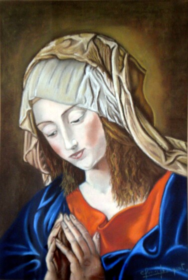 Painting titled "Virgen rezando" by Carmen G. Junyent, Original Artwork, Other