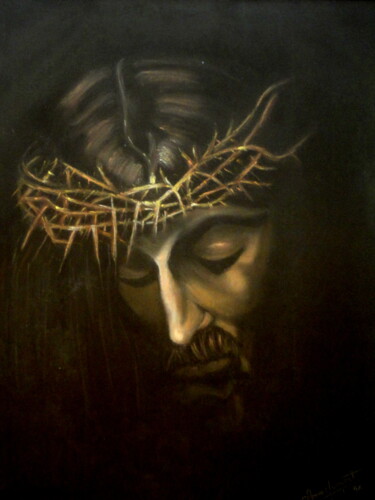 Pittura intitolato "Jesus en la Cruz" da Carmen G. Junyent, Opera d'arte originale, Pastello