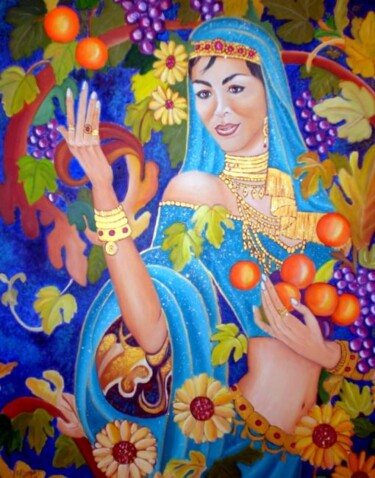 Pintura titulada "EDNA, LA DIOSA EGIP…" por Carmen G. Junyent, Obra de arte original, Oleo
