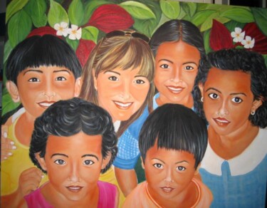 Pintura intitulada "Miradas de inocenci…" por Carmen G. Junyent, Obras de arte originais, Acrílico