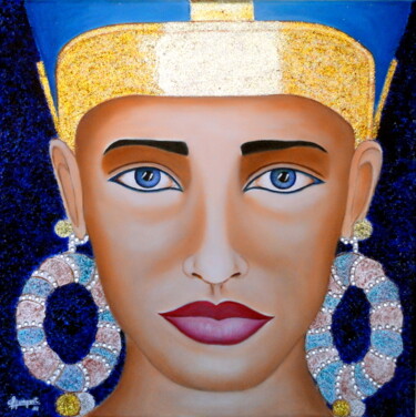 Painting titled "MIRADA DE EGIPTO (a…" by Carmen G. Junyent, Original Artwork, Acrylic Mounted on Wood Stretcher frame