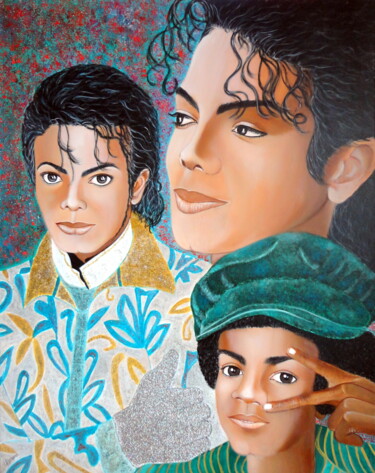MIRADAS DE MICHAEL (acrílico - 73 cm x 92 cm) Pintura titulada "MIRADAS DE MICHAEL…" por Carmen G. Junyent, Obra de arte original, Acrílico