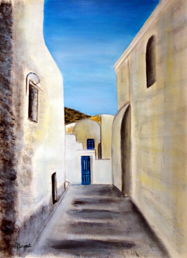 Painting titled "EN UN LUGAR DE GREC…" by Carmen G. Junyent, Original Artwork, Acrylic