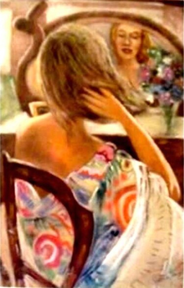 Peinture intitulée "Minrándose al espejo" par Carmen G. Junyent, Œuvre d'art originale, Huile