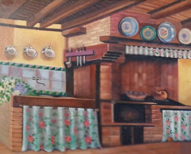 Painting titled "Cocina antigua" by Carmen Gimeno Piquer, Original Artwork, Oil