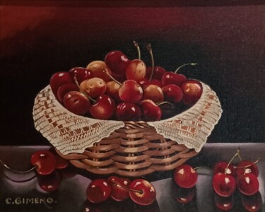 Pintura titulada "Cesto con cerezas" por Carmen Gimeno Piquer, Obra de arte original, Oleo
