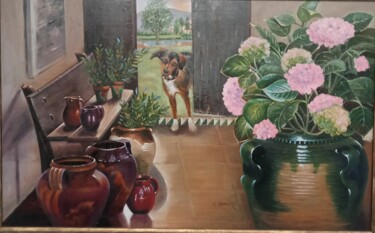Pintura intitulada "Liwistone asomando…" por Carmen Gimeno Piquer, Obras de arte originais, Óleo