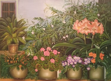 Painting titled "Jardín" by Carmen Gimeno Piquer, Original Artwork, Oil