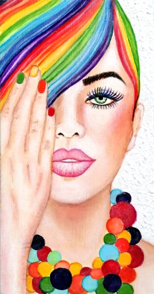 LA BELLEZA DEL ARCOIRIS Pintura titulada "LA BELLEZA DEL ARCO…" por Carmen Gomez Junyent (Carmen G. Junyent), Obra de arte original, Acrílico