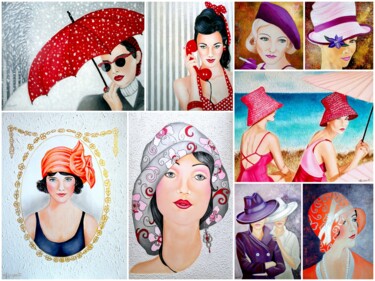 MIRADAS DE GLAMOUR (collage de varias de mis pinturas relacionadas con el Glamour) Photographie intitulée "MIRADAS DE GLAMOUR…" par Carmen Gomez Junyent (Carmen G. Junyent), Œuvre d'art originale,
