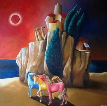 Peinture intitulée "Arribu de sa luna d…" par Carmen Salis, Œuvre d'art originale, Huile