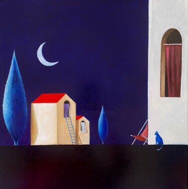 Pittura intitolato "Chiaro di luna" da Carmen Salis, Opera d'arte originale, Olio Montato su Telaio per barella in legno