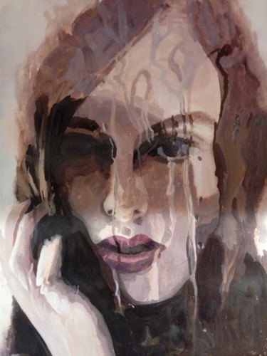 Painting titled "Crying window" by Carmen Sandulescu, Original Artwork, Watercolor