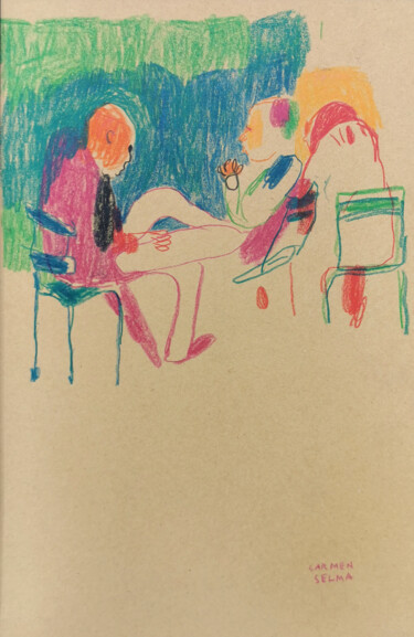Zeichnungen mit dem Titel "Au jardin des Tuile…" von Carmen Selma, Original-Kunstwerk, Bleistift