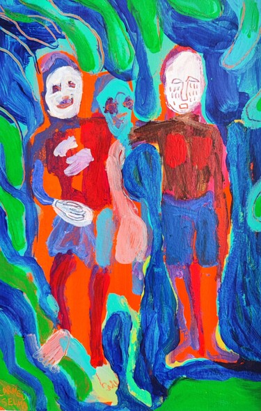 Malerei mit dem Titel "La femme enceinte e…" von Carmen Selma, Original-Kunstwerk, Acryl