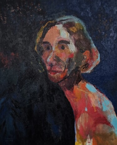Peinture intitulée "Autoportrait torse" par Carmen Selma, Œuvre d'art originale, Huile