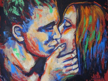 Painting titled "Lovers - Colours An…" by Carmen Tyrrell, Original Artwork, Acrylic Mounted on Wood Stretcher frame