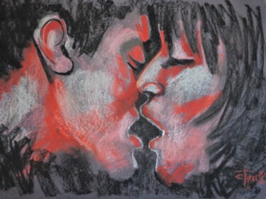 Disegno intitolato "Lovers - Kiss and F…" da Carmen Tyrrell, Opera d'arte originale, Pastello