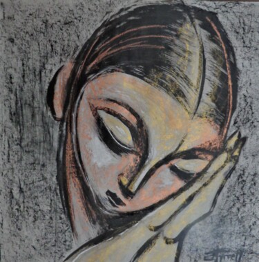 Pintura intitulada "Miss Pogany - Portr…" por Carmen Tyrrell, Obras de arte originais, Acrílico