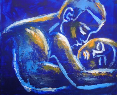 Painting titled "Lovers - Night Of P…" by Carmen Tyrrell, Original Artwork, Acrylic Mounted on Wood Stretcher frame