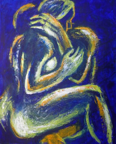 Painting titled "Lovers - Night Of P…" by Carmen Tyrrell, Original Artwork, Acrylic Mounted on Wood Stretcher frame