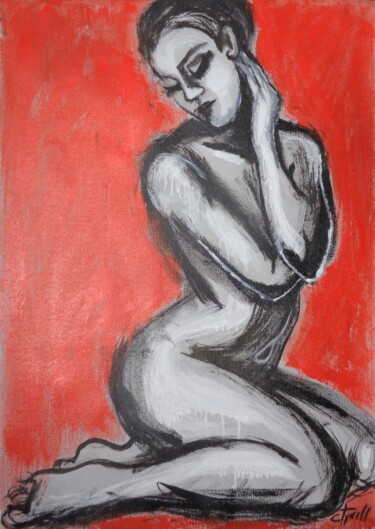 Painting titled "Posture 1" by Carmen Tyrrell, Original Artwork, Acrylic