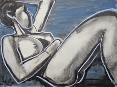 Drawing titled "Peaceful Evening" by Carmen Tyrrell, Original Artwork, Ink