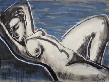 Dessin intitulée "Reclining Figure 1" par Carmen Tyrrell, Œuvre d'art originale, Encre