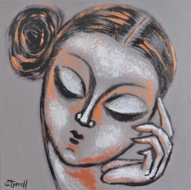Painting titled "Thinking Muse - Por…" by Carmen Tyrrell, Original Artwork, Acrylic Mounted on Wood Stretcher frame