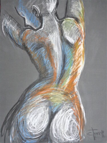 Dibujo titulada "Rainbow Figure Stre…" por Carmen Tyrrell, Obra de arte original, Pastel