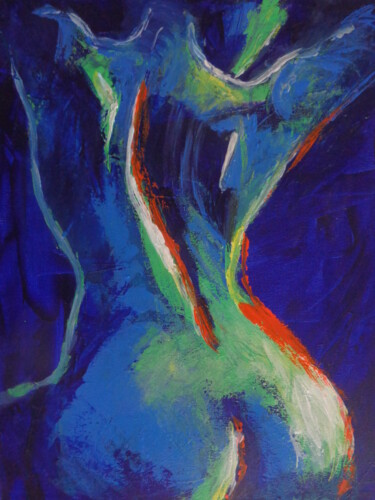 Malerei mit dem Titel "Midnight Lady A" von Carmen Tyrrell, Original-Kunstwerk, Acryl Auf Keilrahmen aus Holz montiert