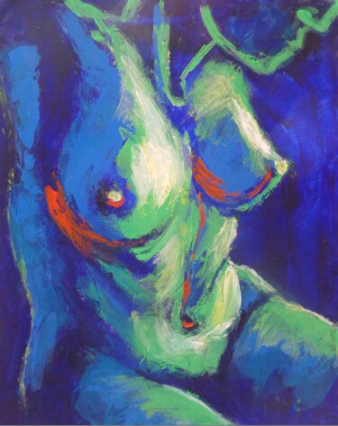 Painting titled "Midnight Lady B" by Carmen Tyrrell, Original Artwork, Acrylic Mounted on Wood Stretcher frame