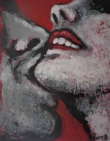 Painting titled "Lovers - Pleasure 2" by Carmen Tyrrell, Original Artwork, Acrylic Mounted on Cardboard