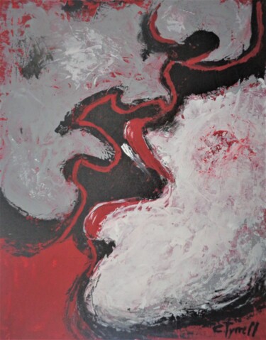 Painting titled "Lovers - Pleasure 1" by Carmen Tyrrell, Original Artwork, Acrylic Mounted on Cardboard