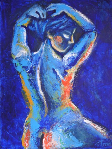 Malerei mit dem Titel "Woman By The Sea 1a" von Carmen Tyrrell, Original-Kunstwerk, Acryl Auf Keilrahmen aus Holz montiert