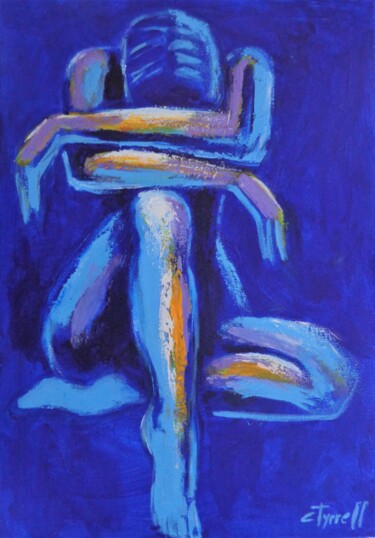 Malerei mit dem Titel "Blue Mood 7" von Carmen Tyrrell, Original-Kunstwerk, Acryl Auf Keilrahmen aus Holz montiert