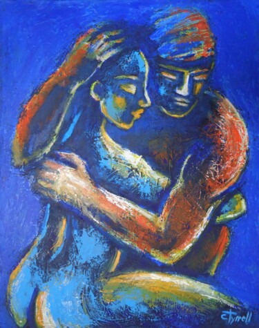 Painting titled "Lovers - Night Of P…" by Carmen Tyrrell, Original Artwork, Acrylic Mounted on Wood Stretcher frame