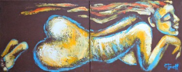 Картина под названием "Relaxing Figure -Di…" - Carmen Tyrrell, Подлинное произведение искусства, Акрил Установлен на Деревян…