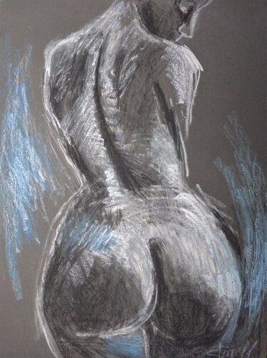 Drawing titled "Curvy Figure Back" by Carmen Tyrrell, Original Artwork, Pastel