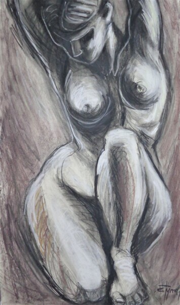 Drawing titled "Kneeling Figure 3A" by Carmen Tyrrell, Original Artwork, Charcoal