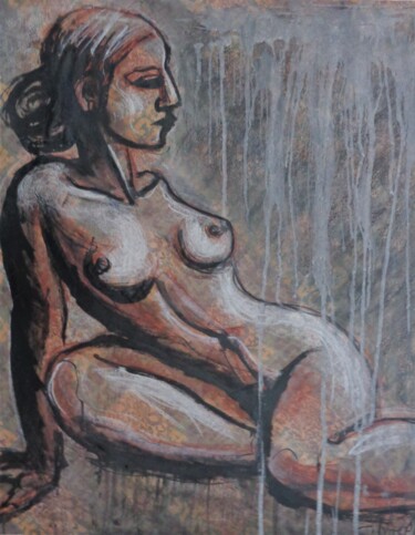 제목이 "Nude Figure Resting"인 그림 Carmen Tyrrell로, 원작, 잉크
